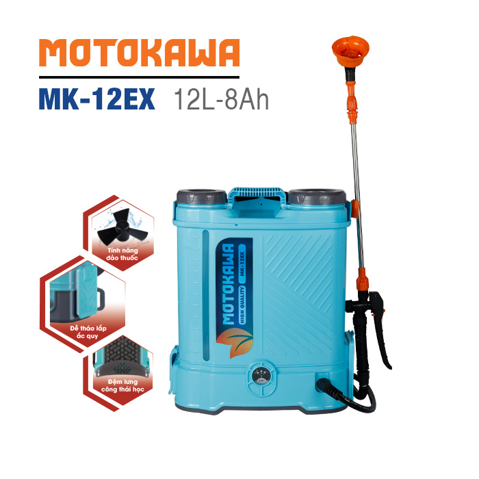 Bình xịt điện MOTOKAWA MK-12EX (12L, 8AH)